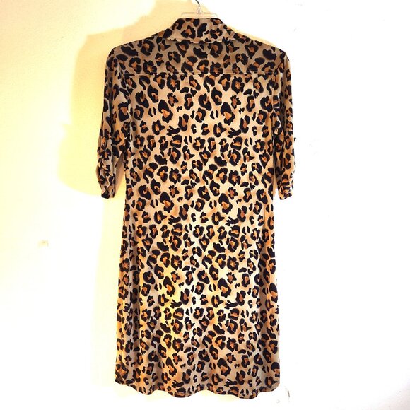 Tan/Browns Very Vollbrach SS Leopard Print Shirt Dress XS - Picture 7 of 15